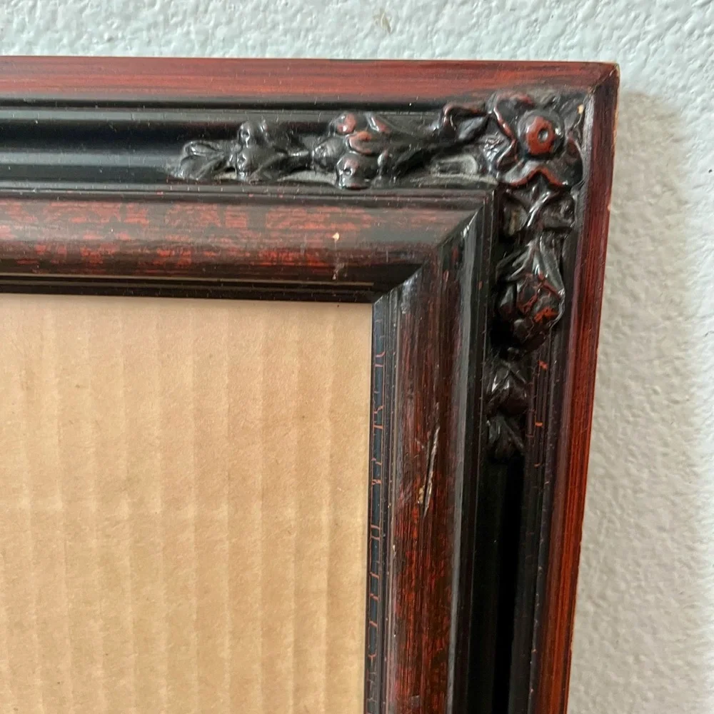 Vintage-Style Wood Picture Frame in Dark Cherry and Black 11/13 Inch